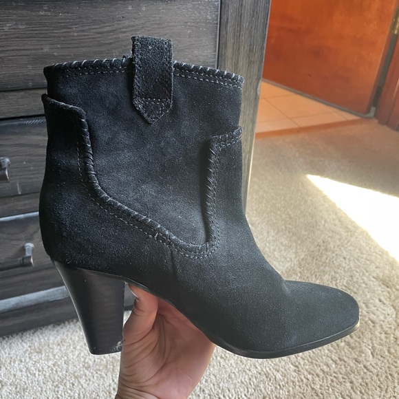 Karl Lagerfeld Paris Black Suede Booties - Picture 2 of 4